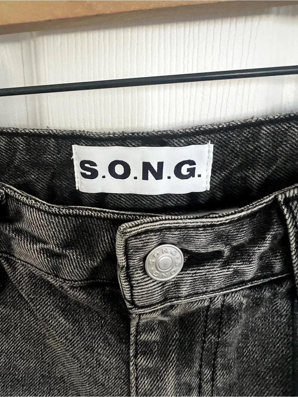 S.O.N.G. High-Rise Frayed Hem Jean Shorts — Washed Black